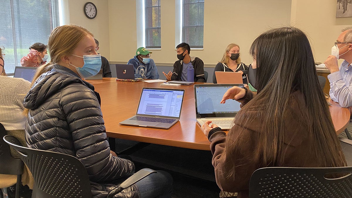 Students in a classroom in Chapman Hall