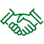 Green icon showing a handshake