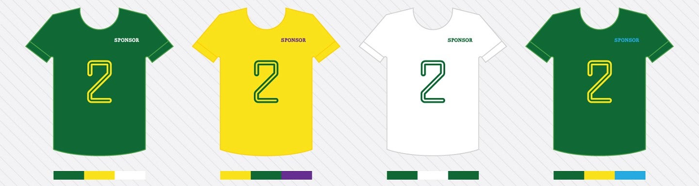 T-shirts with different brand colors