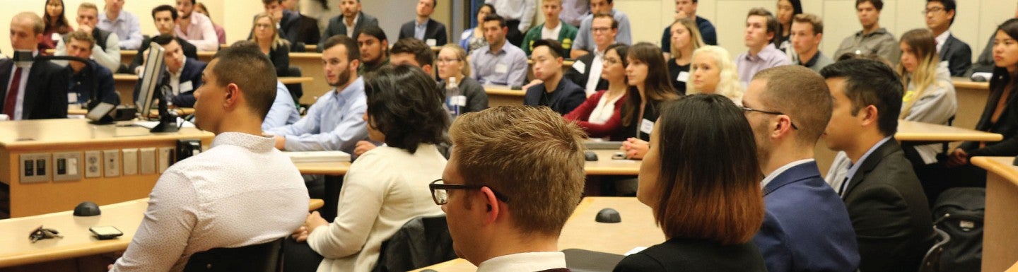 Students attend a panel on careers in banking