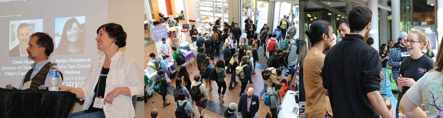 Collage of photographs from the food and beverage career event