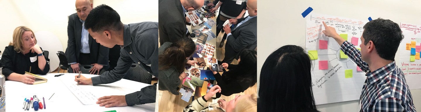 Collage of photos of people working together during the Grist-UO workshops