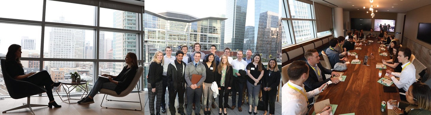 Collage of photos from the business honors trip to San Francisco
