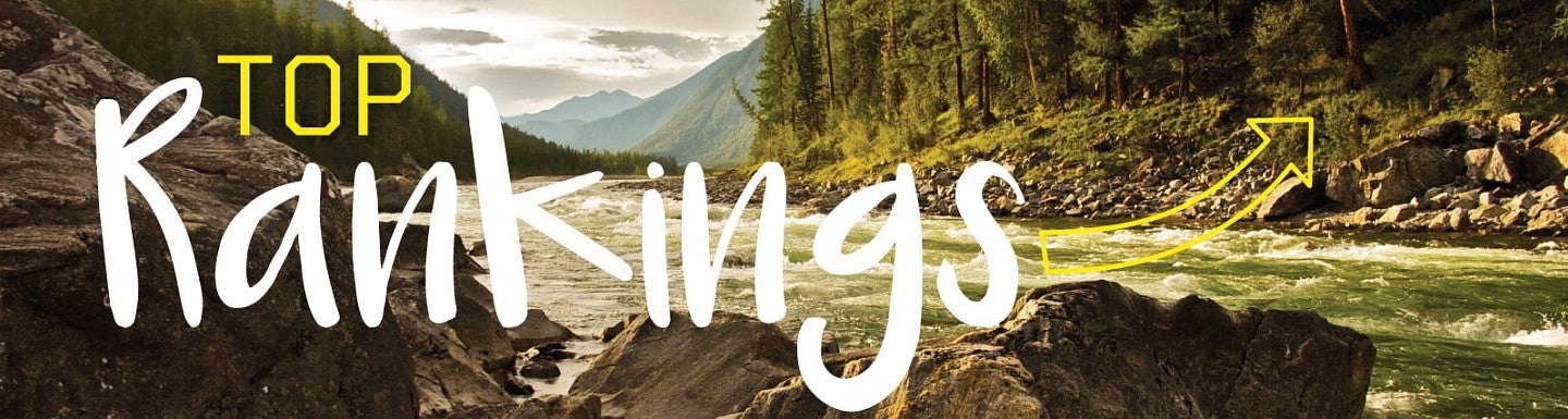 The words 'Top Ranking' against a background photo of a river