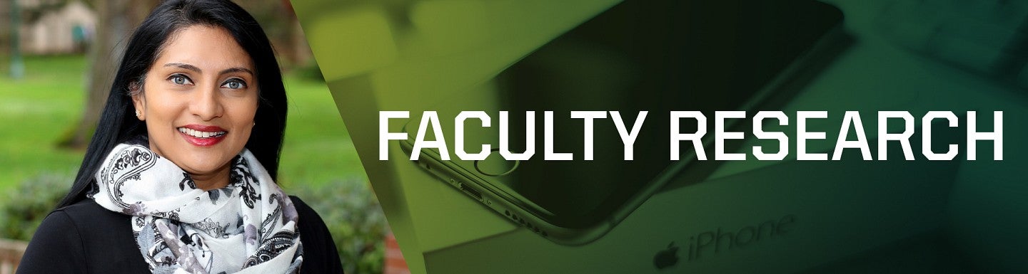 Photo of Aparna Sundar with text 'faculty research'
