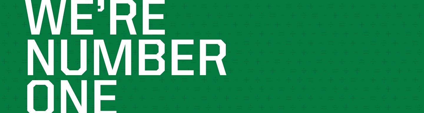 We're Number One in white against green background