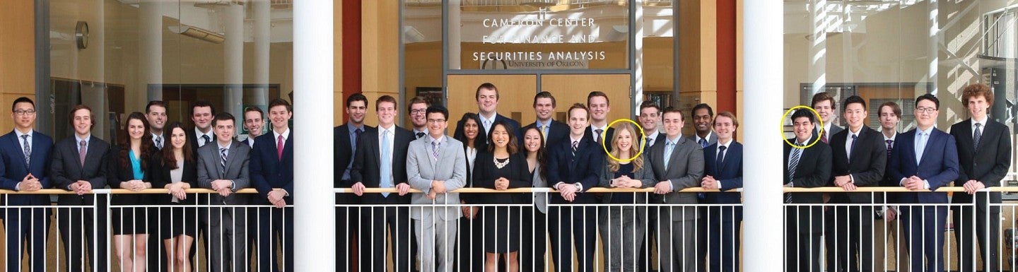 Group photo of UOIG members with Jelena Hoffart and Jordan Shimabuku circled in yellow