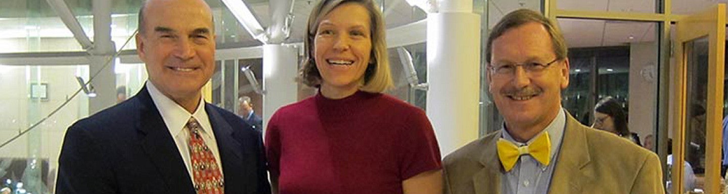 Jennifer Howard-Grenville poses with the dean and the donor