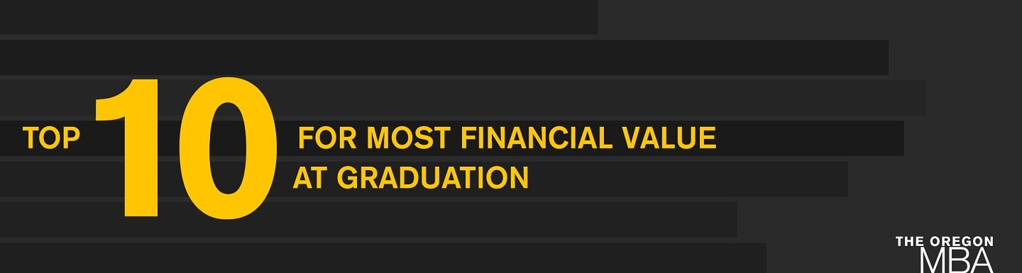 Black illustration image graphic with the following words in bright yellow: top 10 for most financial value at graduation