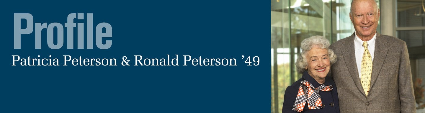 Graphic image with a photo of Patricia and Ronald Peterson