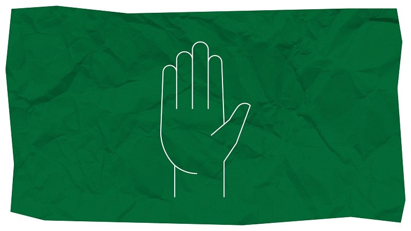 Icon of a single raised hand.