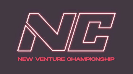Illustration with NVC logo on a red background with the words "New Venture Championship" underneath it