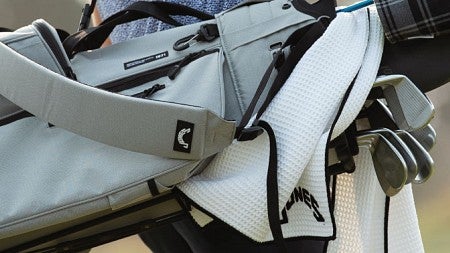 Close up photo of a Jones Sports golf bag. Photo courtesy of Jones Sports Co.