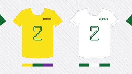 T-shirts with different brand colors