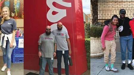 Collage of photos of MBAs at their internships
