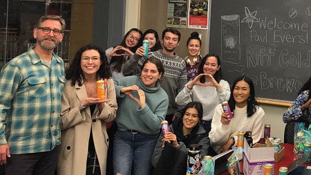 Group photo of UO students and Riff Cold Brewed CEO Paul Evers