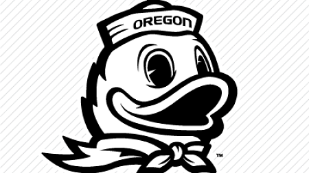 Illustration image showing the outlines head of the University of Oregon Duck mascot