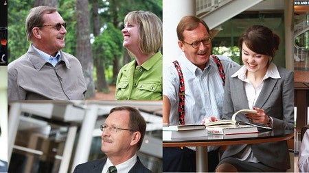 Collage of photos of Kees de Kluyver with students