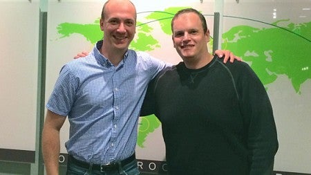 Andy Kalamaris and Nate Webb together in the Oregon Executive MBA office.