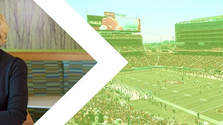 Image of Bettina Cornwell against a backdrop of Levi Stadium