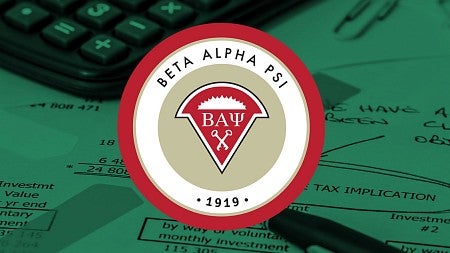 BAP logo against background of tax paperwork