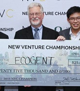 NVC 2015 Grand Prize Winning Team Ecogent in front of NVC Banner with trophy