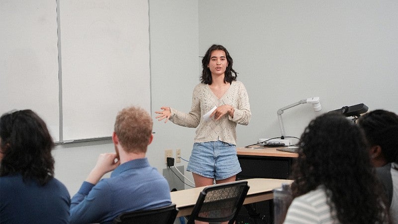 Mia Hanson presents a demographic analysis of the people served by the nonprofit organization CAHOOTS
