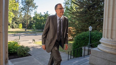 John Scholz arrives to Johnson Hall