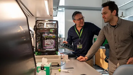 two people in a lab