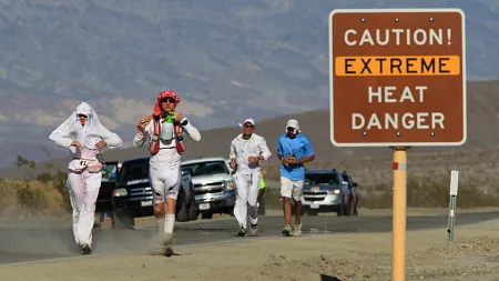 people running in the extreme heat