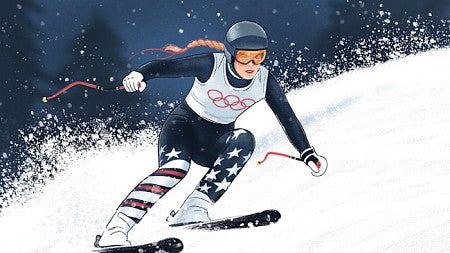 an illustration of a person skiing 