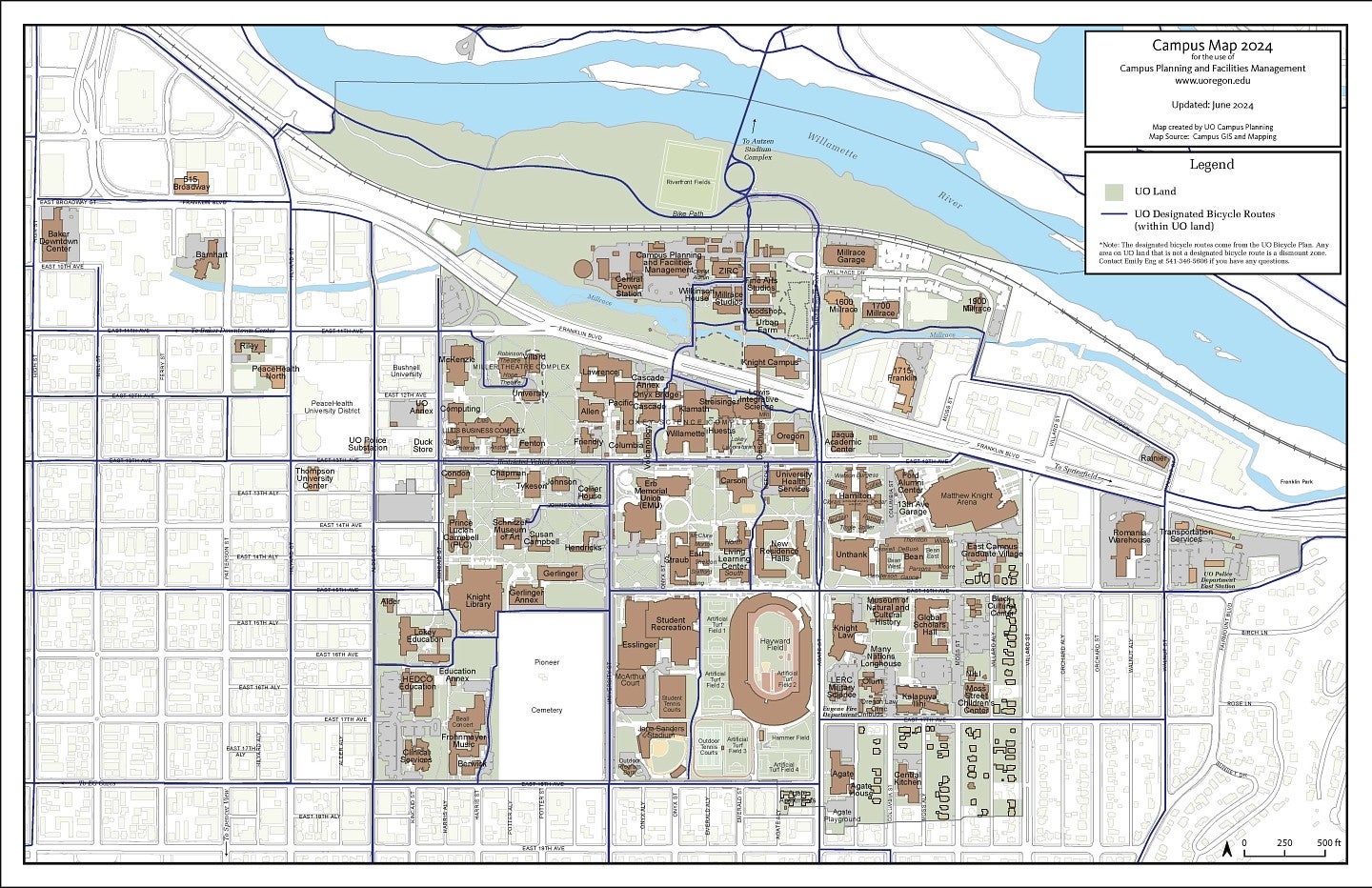 Map of Campus Bicycle Routes