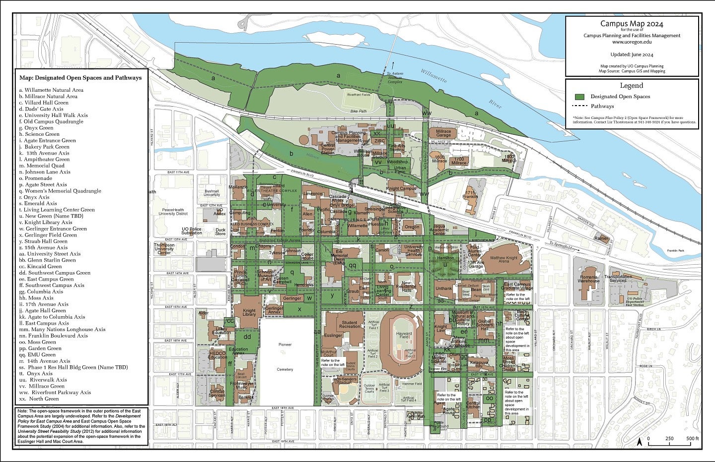 Map of Designated Campus Open Spaces