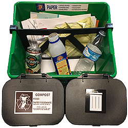 Desksider filled with recyclable materials