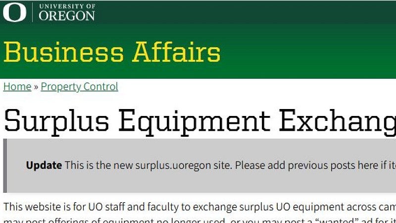 Header for Business Affairs campus user-to-user property exchange site.