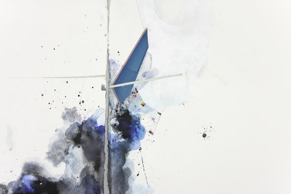 Wendi Michelle Turchan’s “Bursting Down” (detail), 60” x 102,” mixed media on paper, 2013. Bursting Down