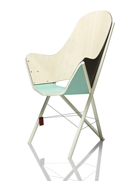 Materials and forms sing in Tyler Baum's piece. Tyler Baum's chair