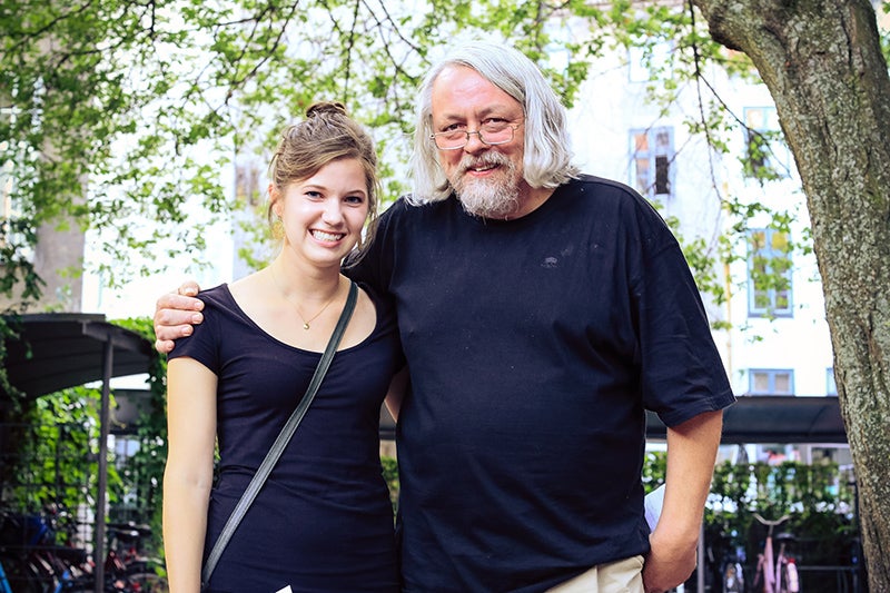 Natalie Nicholson, winner of the Kaare Klint Special Award, is congratulated by AD Faculty Flemming Steen Jensen.