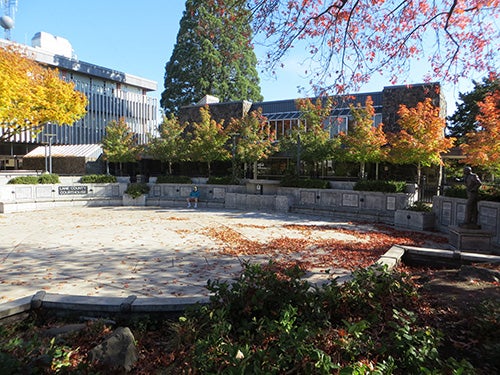 Paz, Architectural Design Consultant of the Wayne Morse Free Speech Plaza on 8th and Oak in Eugene. Photograph courtesy Artemio Paz. morse=