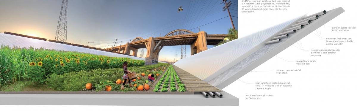 A section from Kosbau’s design of a municipal desalination concept. Photo courtesy Thomas Kosbau. Section