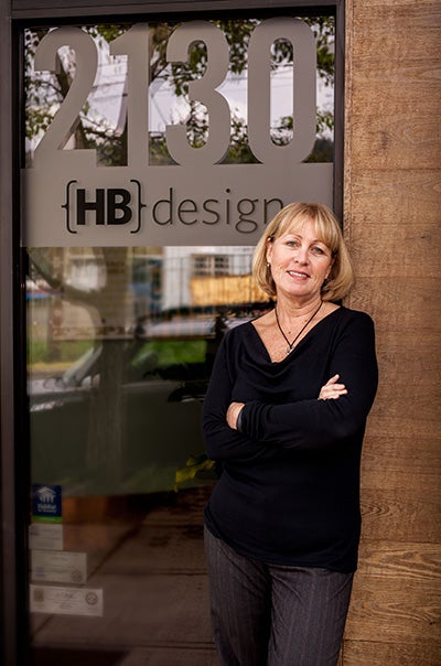 Noma Hanlon of HB Design stands outside her Portland, Oregon headquarters.