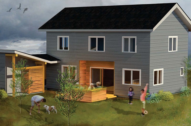 Concept drawing of house and garden