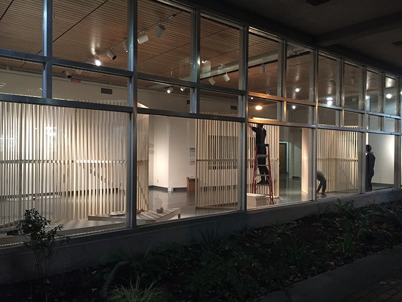 setting up panels in the Hayden gallery