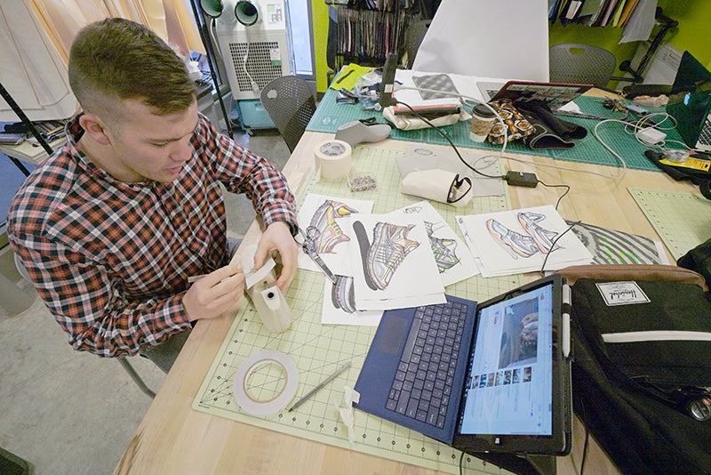 Garrett Tollette finesses his concept for an athletic shoe