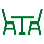 Green chairs and table icon