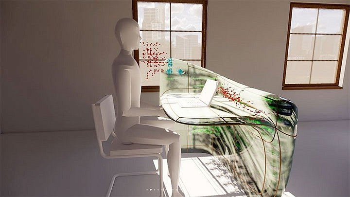 graphic illustrating bio-remediation at a work station