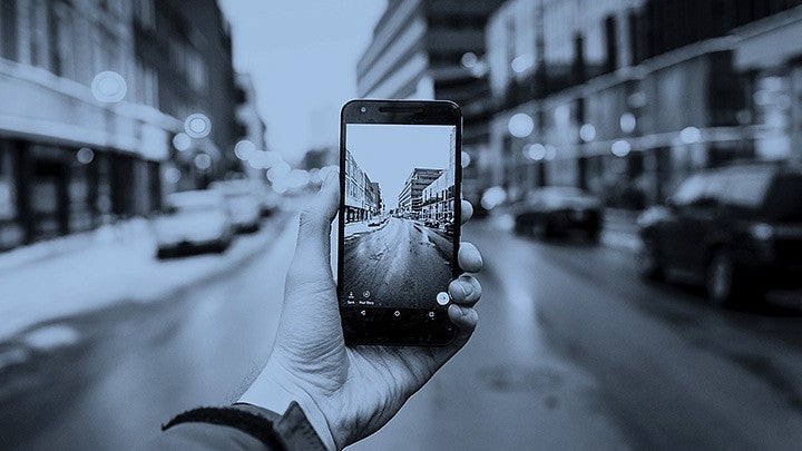 cell phone camera looking down street