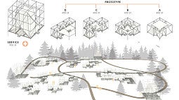 Giang Phung's adaptive refugee housing concept from Earl Mark's studio class.