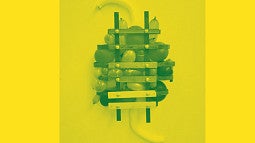 Duotype photograph of a sculpture by Kulkarni