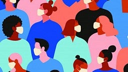 Graphic of people wearing masks